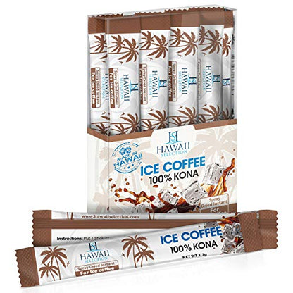 Hawaii Selection/ Ice Coffee 100% Kona / Spray Dried Instant Stick Type/ 10 count