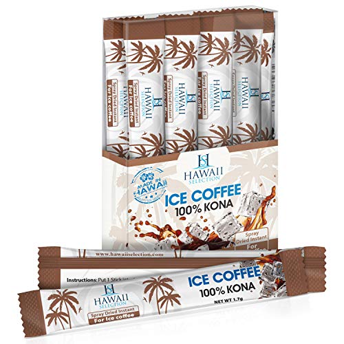 Hawaii Selection/ Ice Coffee 100% Kona / Spray Dried Instant Stick Type/ 10 count