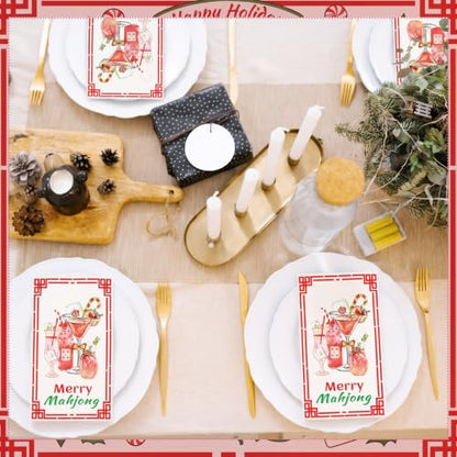 Christmas Mahjong Cocktail Napkins - Disposable Party Paper Set, 150 Pieces