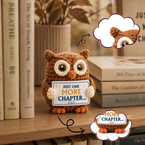 Book Lover Gift Mini Crochet Owl for Readers - Handmade Bookish Decor