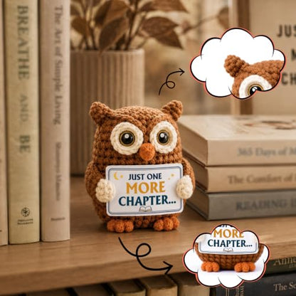 Book Lover Gift Mini Crochet Owl for Readers - Handmade Bookish Decor