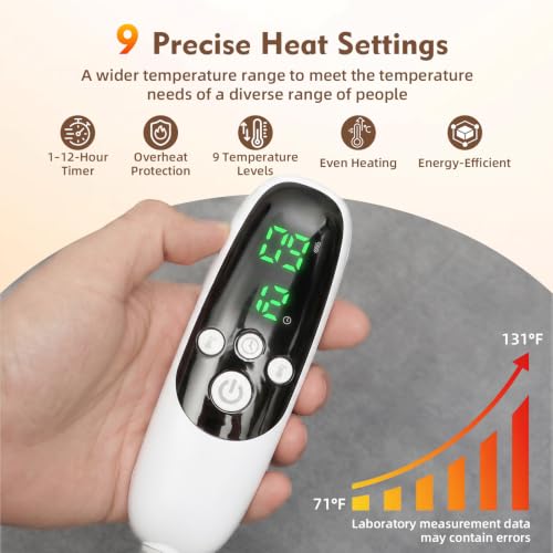 Wearable Heated Blanket with 9 Heat Levels and 12H Timer - Full Coverage, Safe & Fast Heating