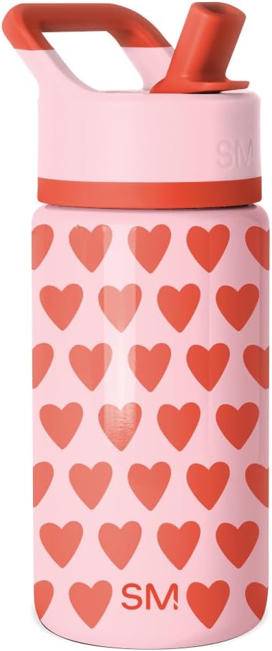 Simple Modern Kids Summit Water Bottle - Insulated 14oz Stainless Steel Tumbler with Straw Lid | Sweetheart Design