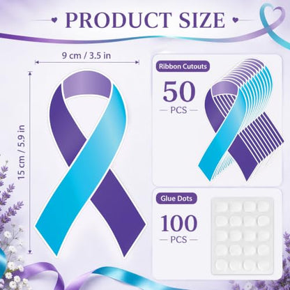 Suicide Prevention Awareness Ribbon Paper Cutouts - 50 Pack