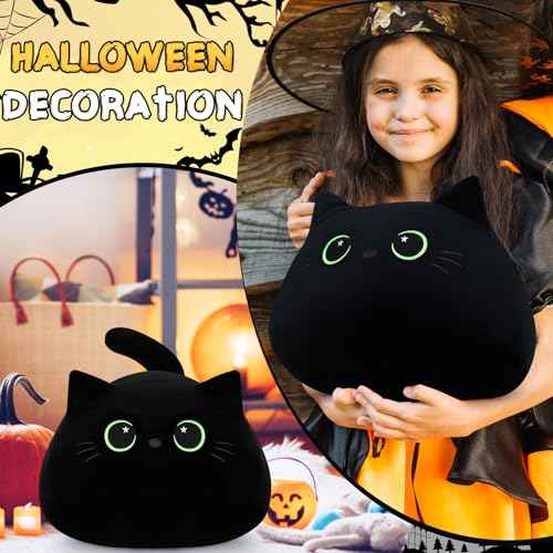 19'' Black Cat Plush Toy- Giant Black Cat Stuffed Animal, Large Plushie Toy Kawaii PlushiesGreen Star Eyes Cat Plush Pillow, Decor Plush Toys Plushie Christmas Birthday Gift for Kids