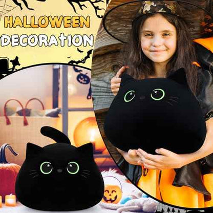 19'' Black Cat Plush Toy- Giant Black Cat Stuffed Animal, Large Plushie Toy Kawaii PlushiesGreen Star Eyes Cat Plush Pillow, Decor Plush Toys Plushie Christmas Birthday Gift for Kids