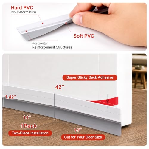 9 Pack Adjustable Door Draft Stopper Seals - White Weather Stripping for Bottom of Doors