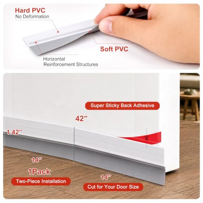 9 Pack Adjustable Door Draft Stopper Seals - White Weather Stripping for Bottom of Doors