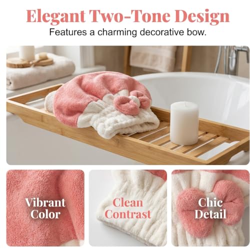 Microfiber Hair Towel Cap - Soft Coral Fleece Wrap with Elastic Fit - Purple