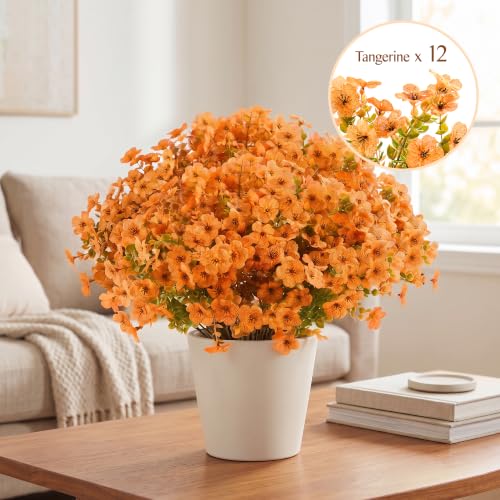 12 Pcs UV Resistant Artificial Flowers for Outdoor Garden & Porch Decor