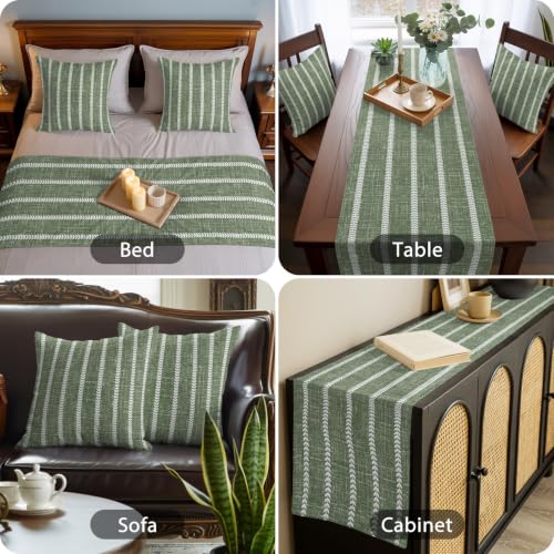 Moss Olive Green Bed Runners for Cal King Size Bed - Pack of 3 94x20 Inches