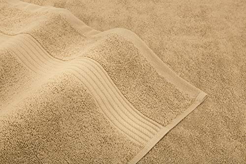 X Large 6 Piece Towel Set - Turkish Cotton Bathroom Towels in Beige
