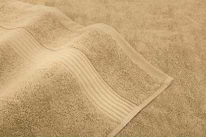 X Large 6 Piece Towel Set - Turkish Cotton Bathroom Towels in Beige