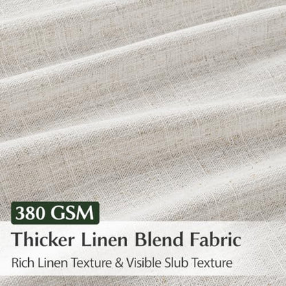 Semi Sheer Pinch Pleated Linen Curtains for Living Room 84 Inches - Natural, Pack of 2