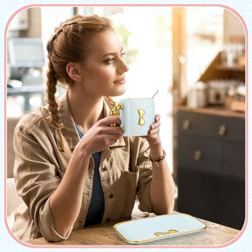 Stylish Purse Tea Cup Set of 4 with Saucer & Spoon - Handbag Coffee Mug