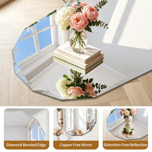 Oval Beveled Bathroom Mirror 24x30 Inch Frameless Wall Mirror - Diamond Cut Edges
