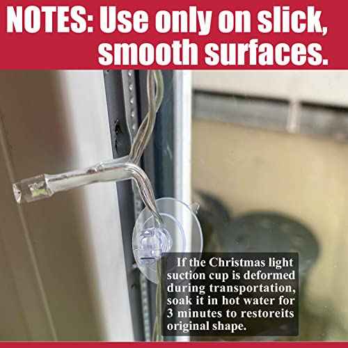 Mini Christmas Light Suction Cups [Set of 30] Small Holiday Light String Hooks Holders, Clear Rope Light Caddy Window Glass Suction Cup Clips Hang Seasonal Lights & Xmas Decorations
