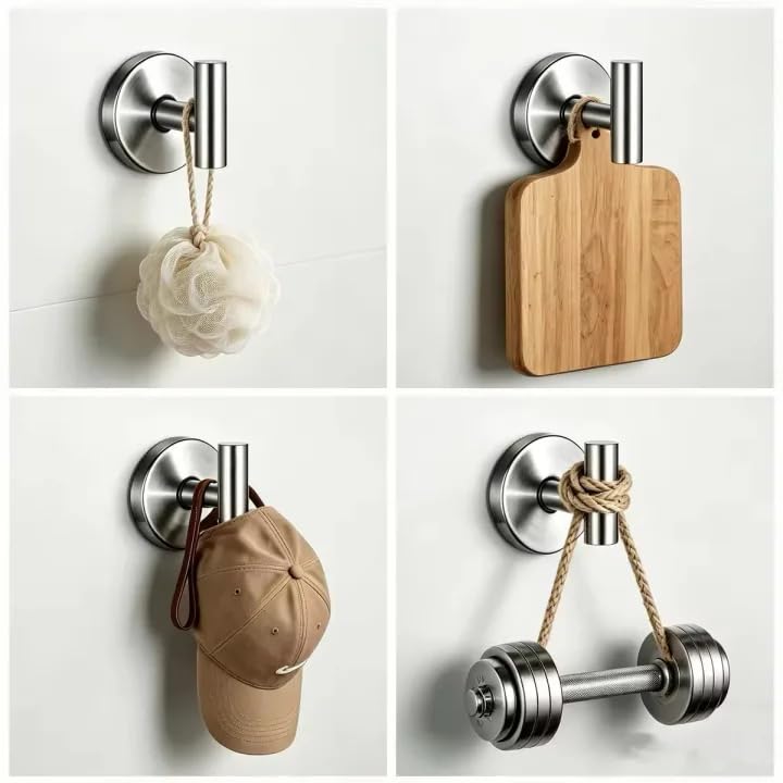 No-Drill Reusable Towel Hooks Set of 2 for Bathroom & Kitchen