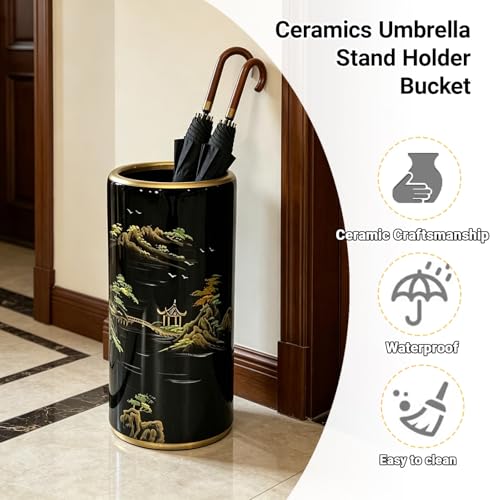 Ceramic Umbrella Stand Holder for Entryway - 45x20cm Floor Vase & Storage Bucket