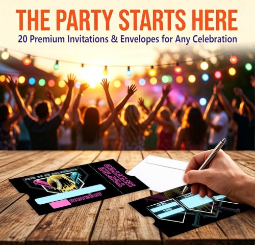 Ice Cream Drip Birthday Party Invitations 20 Pack - Baseball Variation