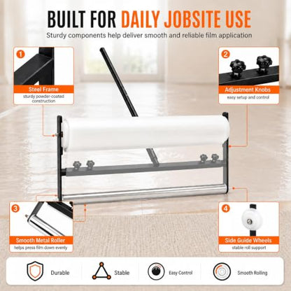 Adjustable Carpet Protection Film Applicator 24-36 Inch Rollers for Floors