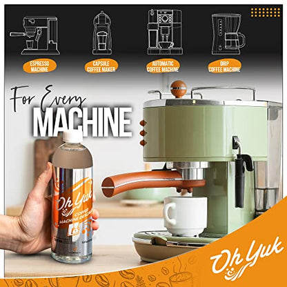 Oh Yuk Coffee Machine Descaler - Cleaning and Descaling Solution Universally Compatible for All Brands and Machine Types: Breville, Delonghi, Nespresso, Keurig - 16 oz