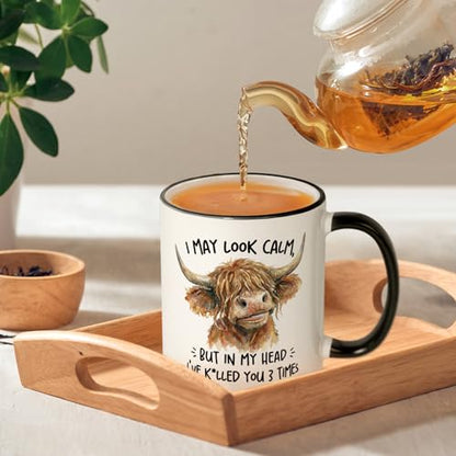 Funny Highland Cow Mug 11oz - Sarcastic Animal Gift for Coffee Lovers