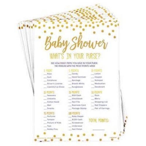 Delightful Baby Shower Purse Paper Card Game - 5" x 7" (Pack of 24) - Perfect Fun, Unique & Interactive Activity for Memorable Celebrations