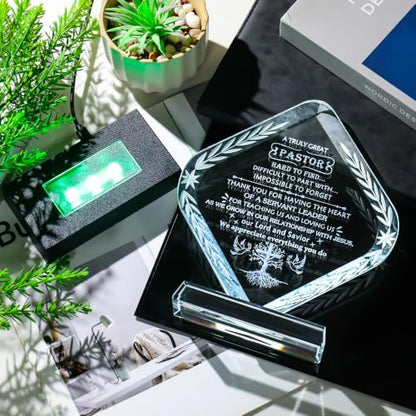 Pastor Appreciation Gift with Light Base - Heartfelt Tribute for Men Variation of Pastor Gifts 1 + Led Base