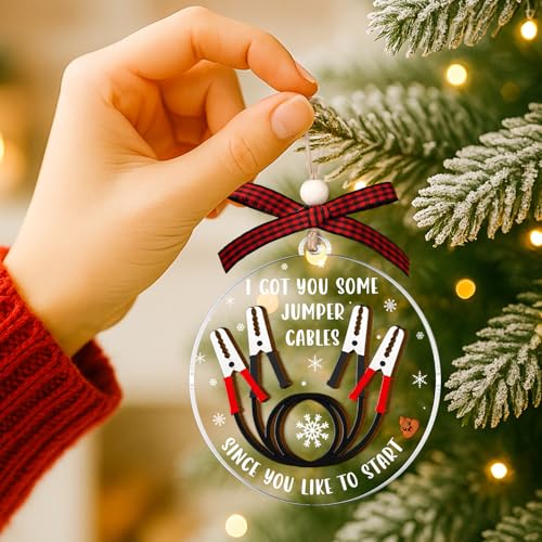 Funny Jumper Cables Ornament 2025 - Sarcastic Christmas Gag Gift - Variation: Cab