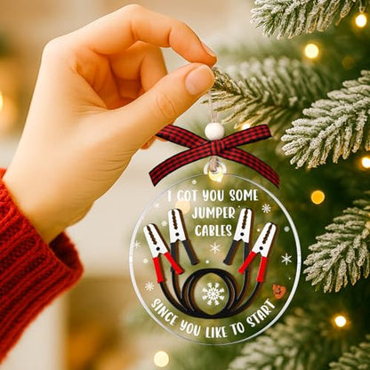Funny Jumper Cables Ornament 2025 - Sarcastic Christmas Gag Gift - Variation: Cab