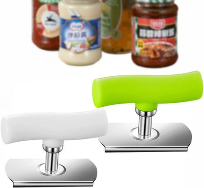 Cap Crack | Adjustable Multi-Lid Can Opener for Weak Hands - Ergonomic Non-Slip Grip, One-Hand Operation, White Green