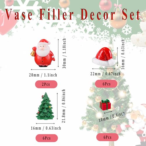 Christmas Vase Filler Decor Set - Red Green Beads & Holiday Figures, 10066pcs - Xmas Party Home Decor