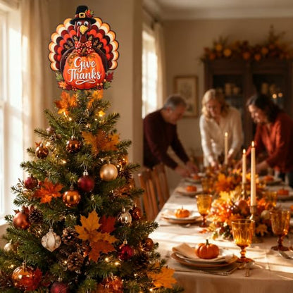 Thanksgiving Turkey Tree Topper with Spring Base - Metal, 11.8 Inches