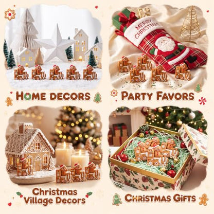 50 Pcs Christmas Gingerbread Train Figurines - Mini PVC Gingerbread Man Decoration Set