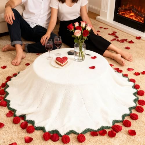Crochet Flower Bouquet Blanket for Women - 74 Inch Valentine Gift, Rose / 74in
