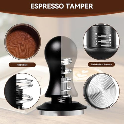 54mm Spring Loaded Espresso Tamper for Breville Portafilters - 7-Piece Set