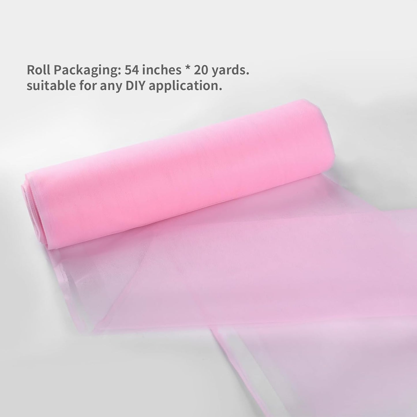 Skiennix 54" x 20 Yards Tulle Fabric Roll - Soft Pink for Wedding, Baby Shower & DIY Crafts