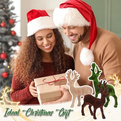 15 Pcs Reindeer Figurines Velvet Christmas Tabletop Ornaments Deer