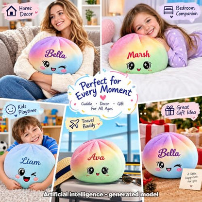 Baozi Pillow - Custom Name Embroidered Plush Dumpling Gift - Bun Shaped Decor