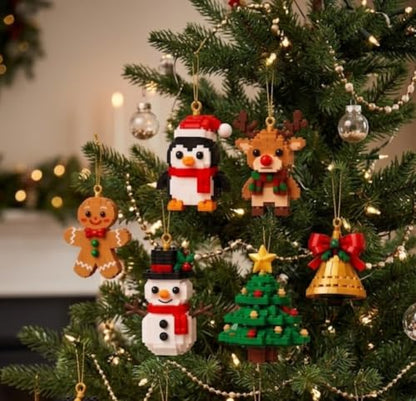 Christmas Advent Calendar with 24 Mini 3D Building Block Ornaments Holiday Countdown Set