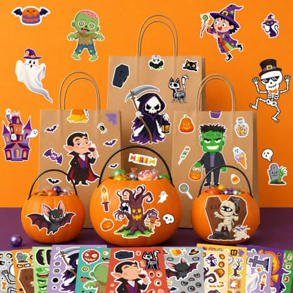 Halloween Stickers for Kids - 48 Assorted Spooky Designs - Variation of Halloween