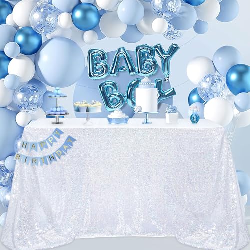 Sequin Tablecloth Glitter Fabric Shimmer Cover 60x102 Inches Silver