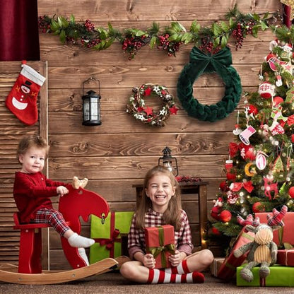 Christmas Velvet Wreath for Front Door 14-Inch Green with Bow Holiday Decor