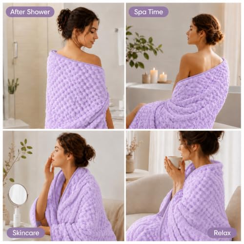 Purple Bath Towel Set of 4 - Ultra Soft 35 x 66 Inches, Hotel Quality