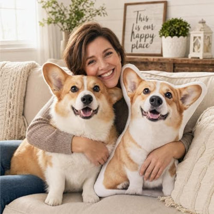 White Custom Face Photo Pillow - Personalized Pet & Face Shaped Cushion - Multiple Sizes