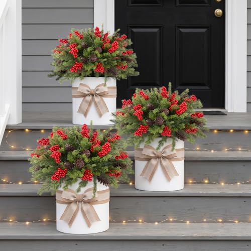 Artificial Christmas Pine Branches 6 Pack Outdoor Decor - Realistic Winter Greenery