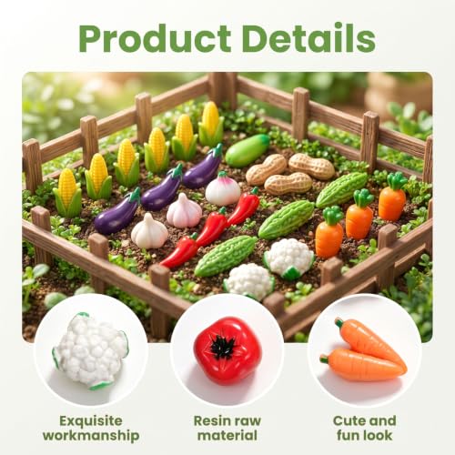 100PCS Fake Vegetable Resin Miniatures for Crafts and Decor