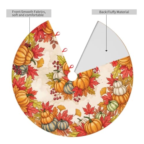 30-Inch Fall Pumpkin Maple Leaf Christmas Tree Skirt - Holiday Decor