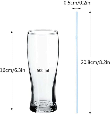 Skiennix 600pcs Plastic Drinking Straws - Flexible 8" Stripes in Multiple Colors for All Beverages